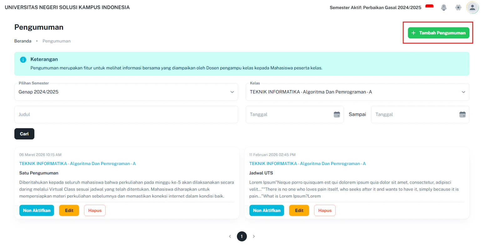 Pengumuman D Tambah Pengumuman