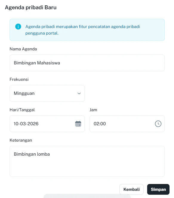 Agenda Pribadi D Isi Form