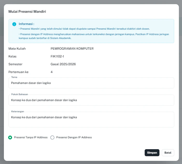 Presensi Setting Mandiri