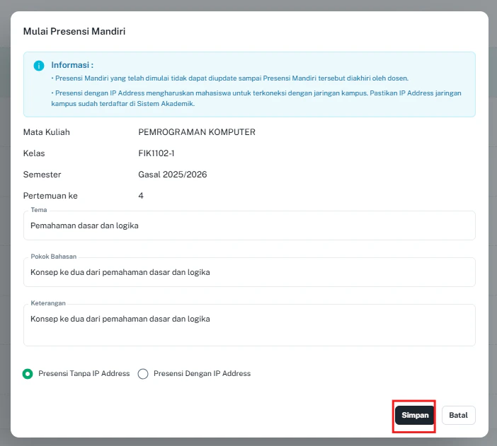 Presensi Simpan Mandiri