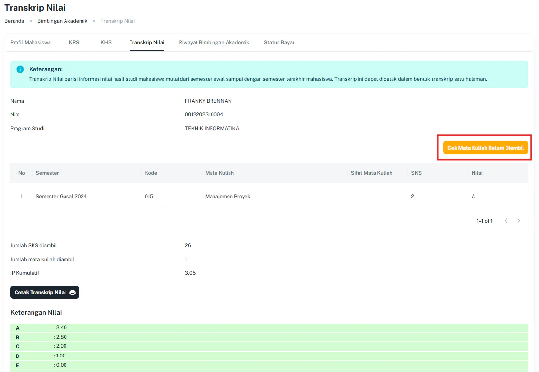 Bim Aka Tab Transkip Nilaidan Cek