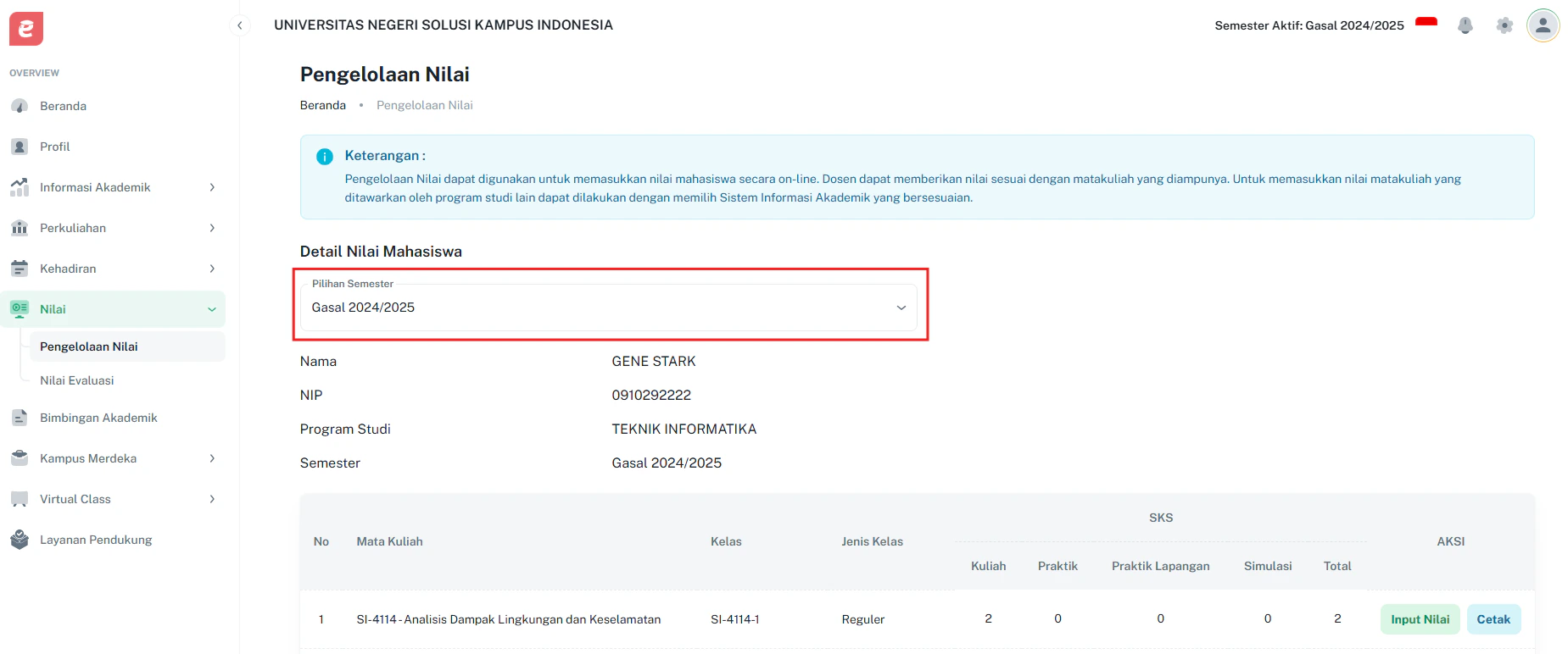 Pengelolaan Nilai Daftar