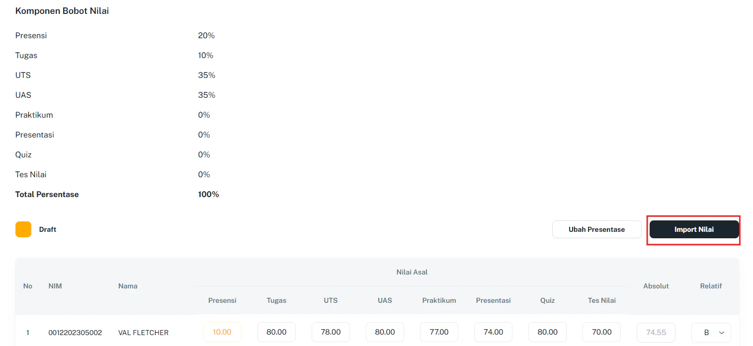 Pengelolaan Nilai Import Nilai