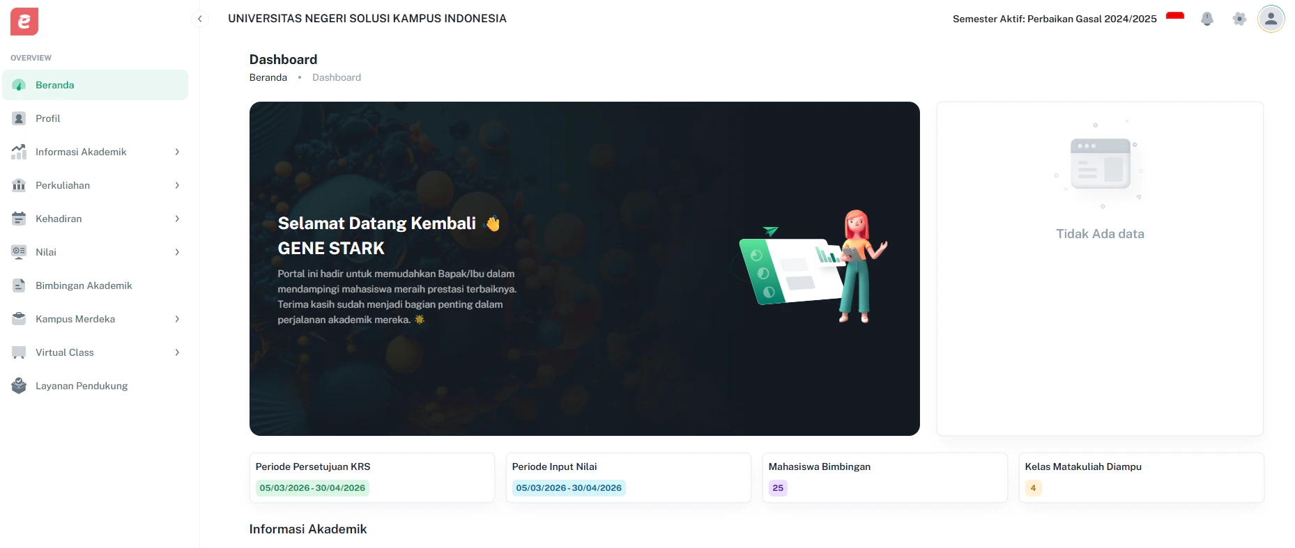 Halaman Beranda Dosen