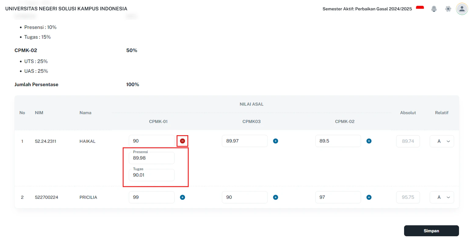 Pengelolaan Nilai OBE Kriteria2