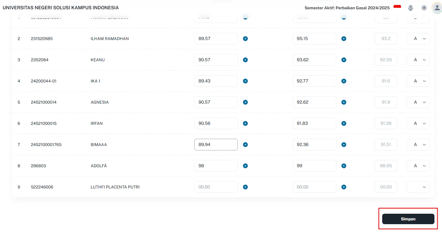 Pengelolaan Nilai OBE Simpan