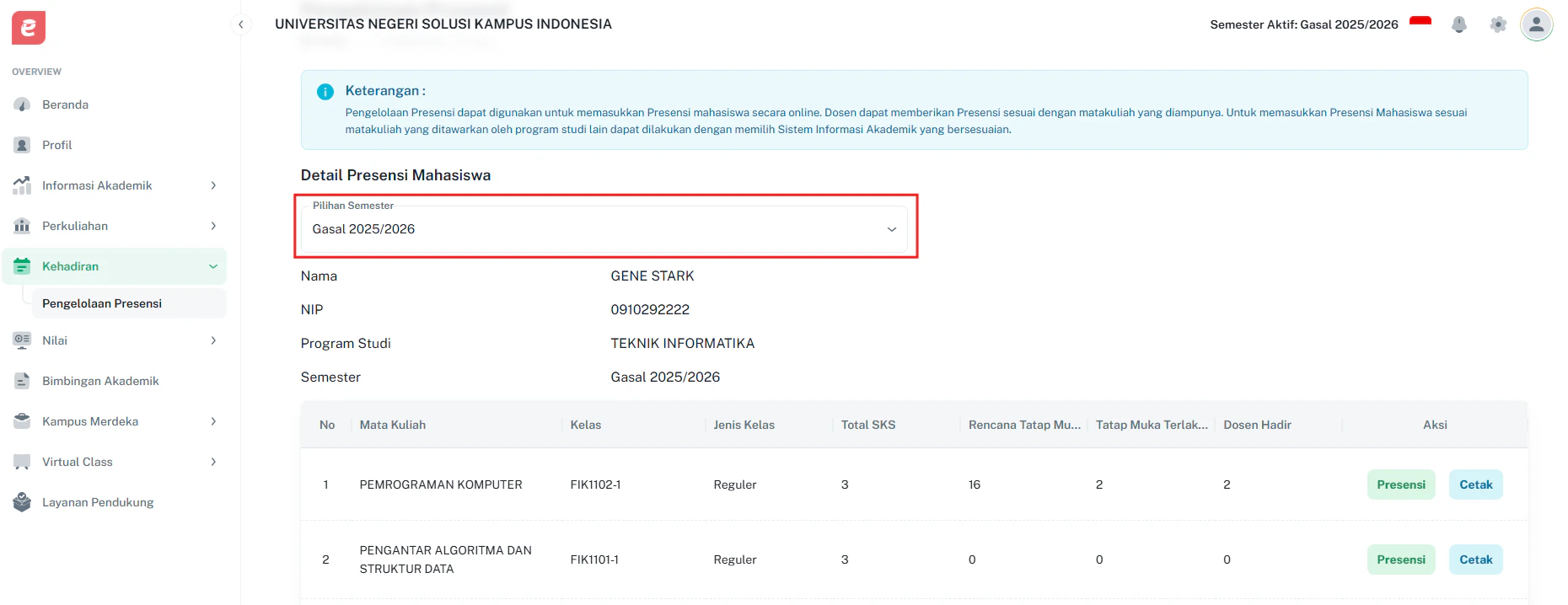 Presensi Daftar Filter