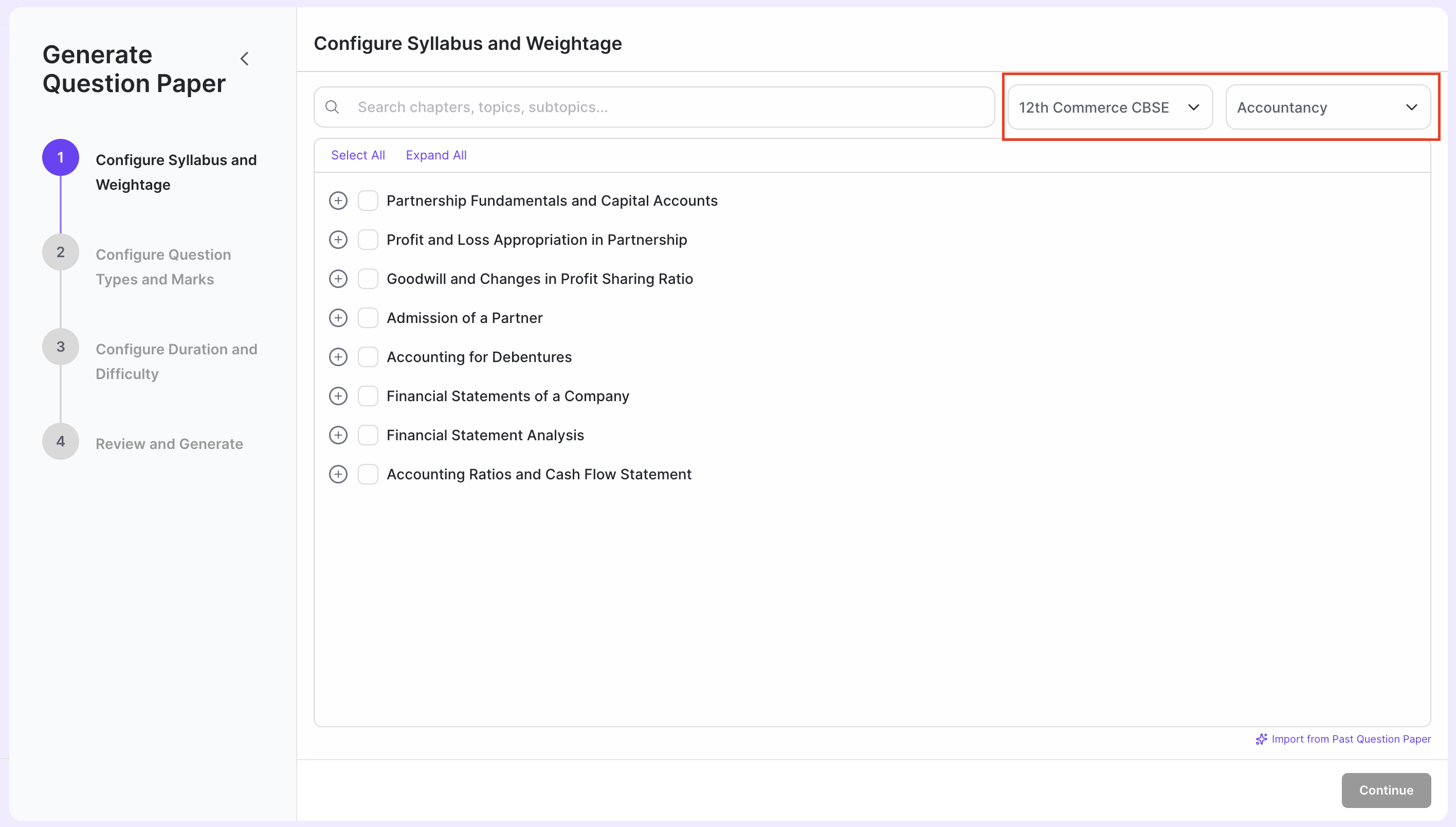 Choose Course and Subject