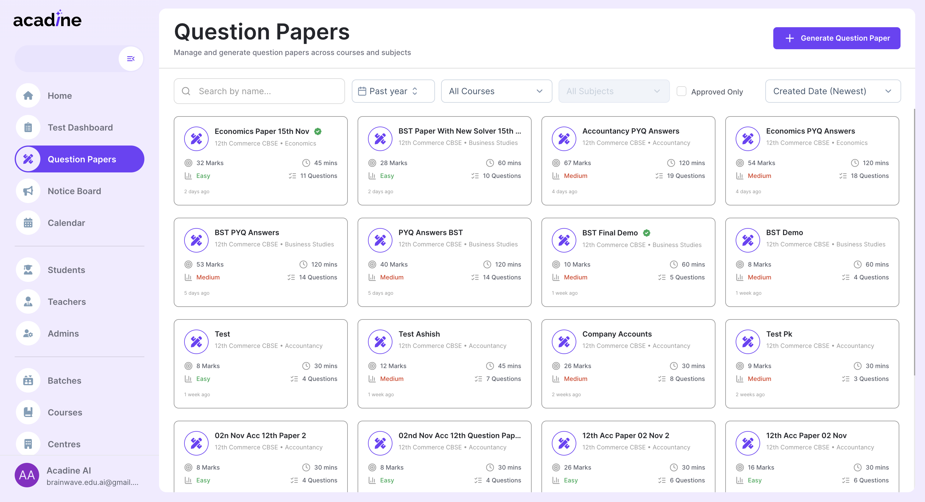 Navigate to Question Papers