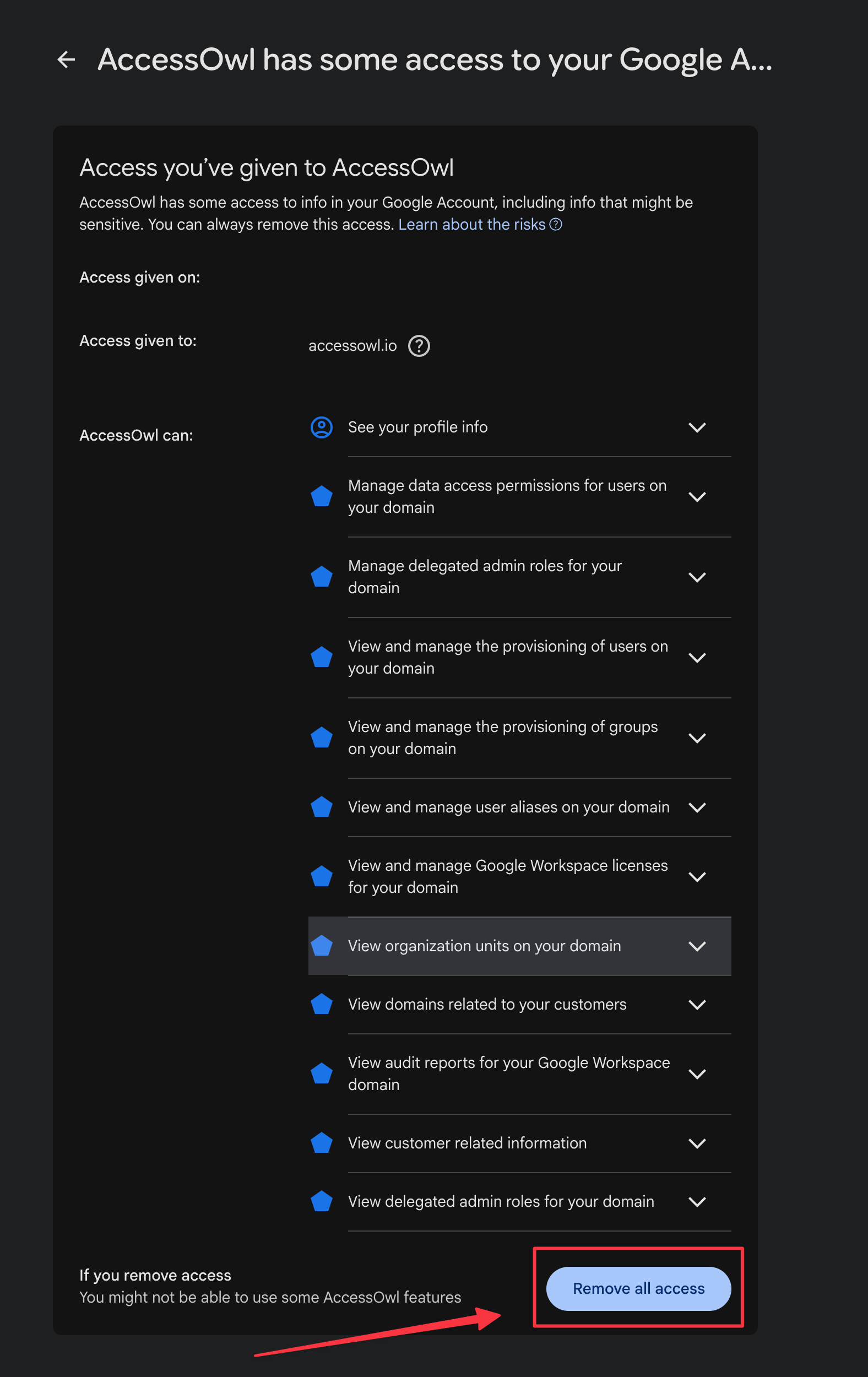 Click Remove all access
