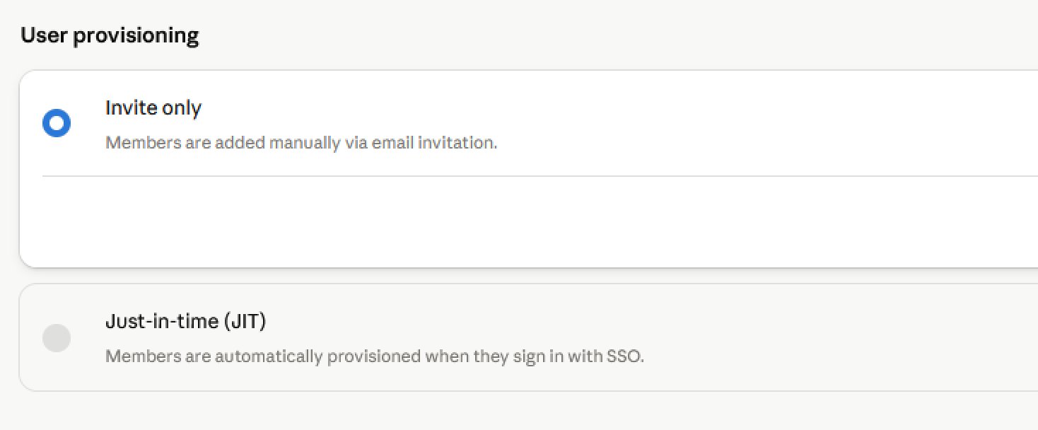 Claude User provisioning setting