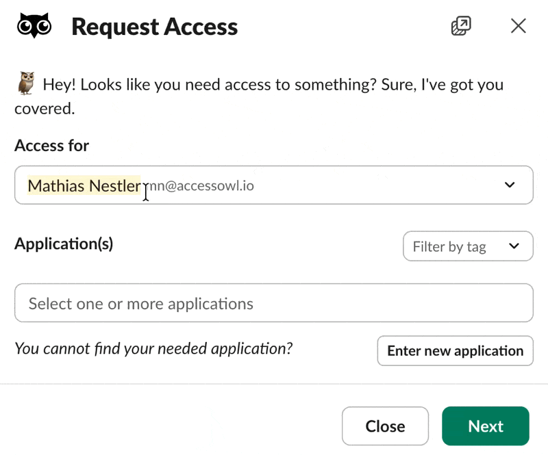 Requesting access for an external user in Slack