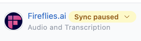 Fireflies.ai on the Applications list with a Sync paused status