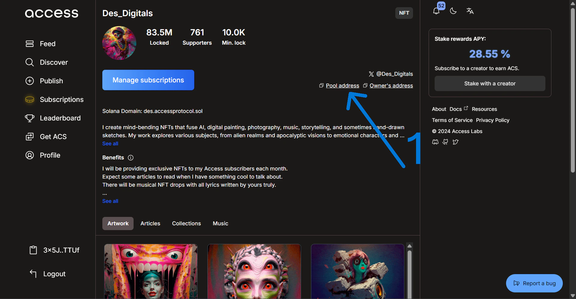 Accio Hub Copy Address UI