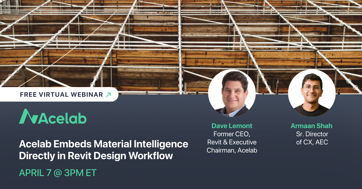 Acelab Embeds Material Intelligence Directly in Revit Design Workflow webinar cover