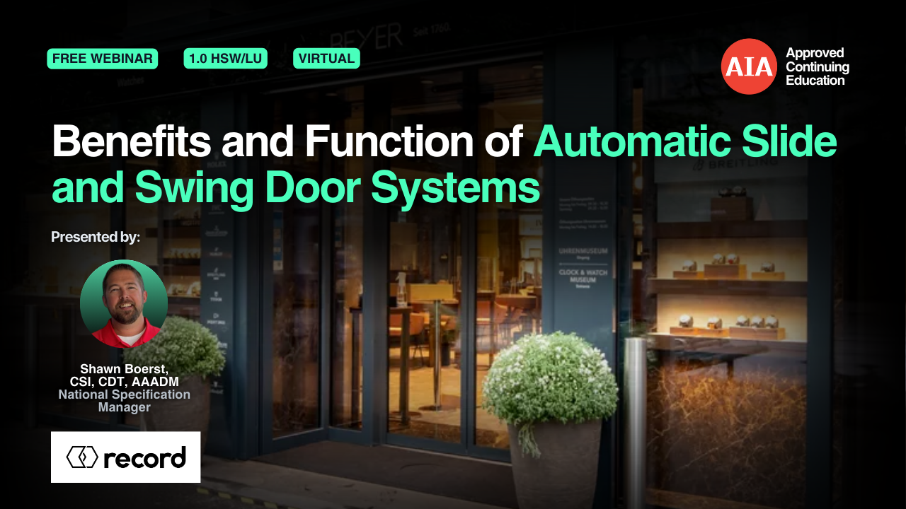 Benefits and Function of Automatic Slide and Swing Door Systems webinar cover