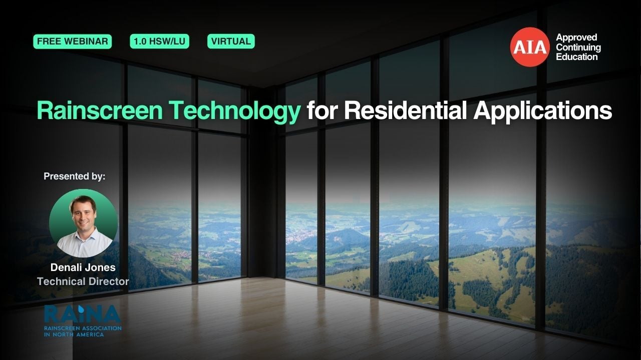 Rainscreen Technology for Residential Applications webinar cover