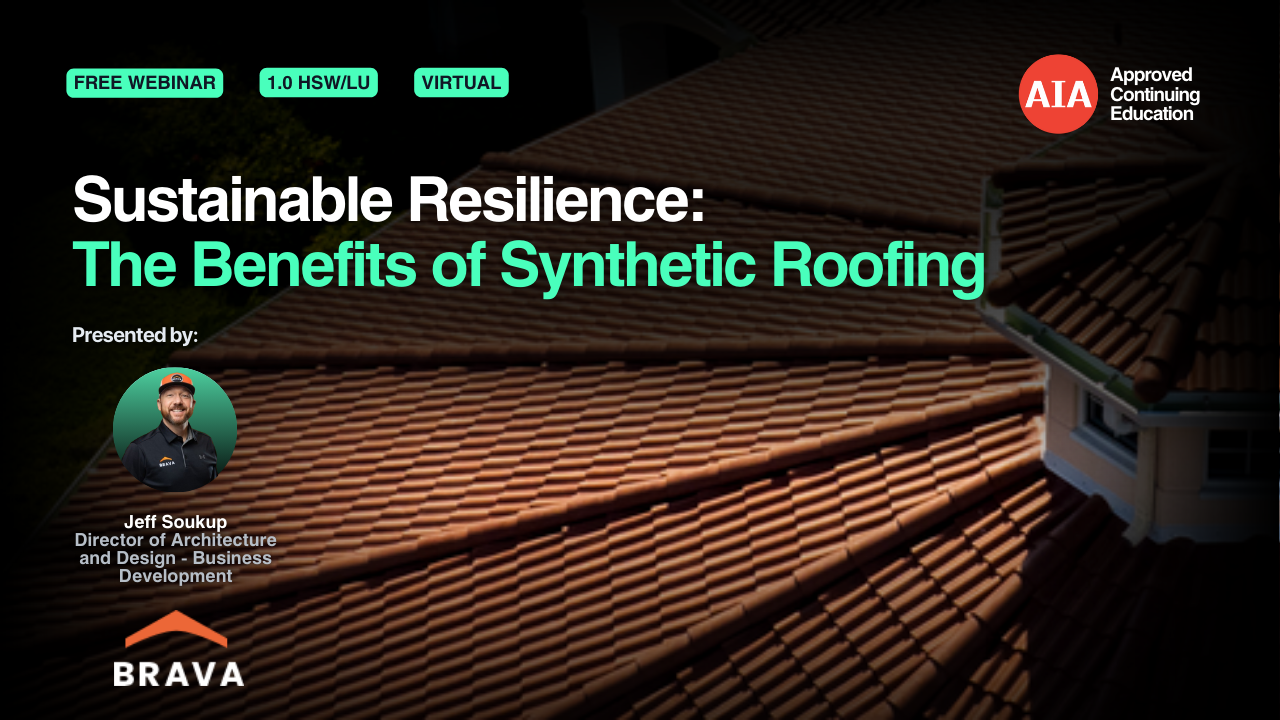 Sustainable Resilience: The Benefits of Synthetic Roofing webinar cover