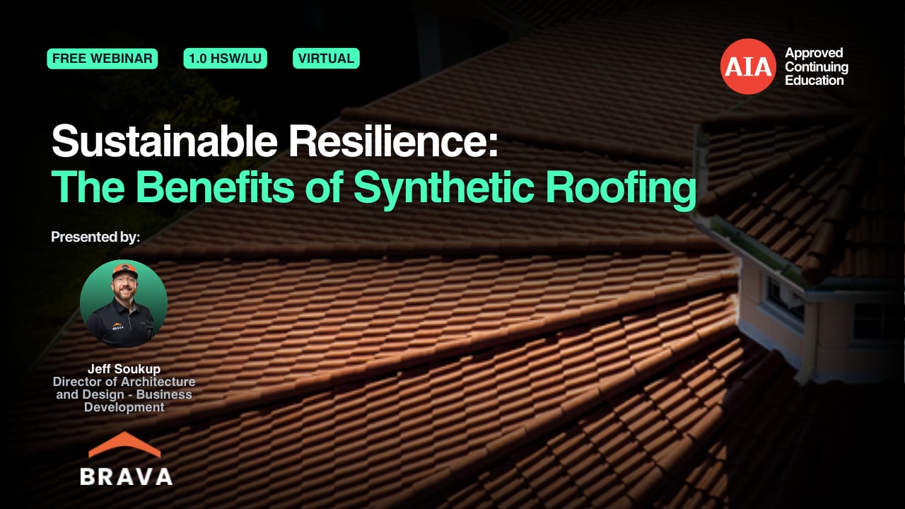 Sustainable Resilience: The Benefits of Synthetic Roofing webinar cover