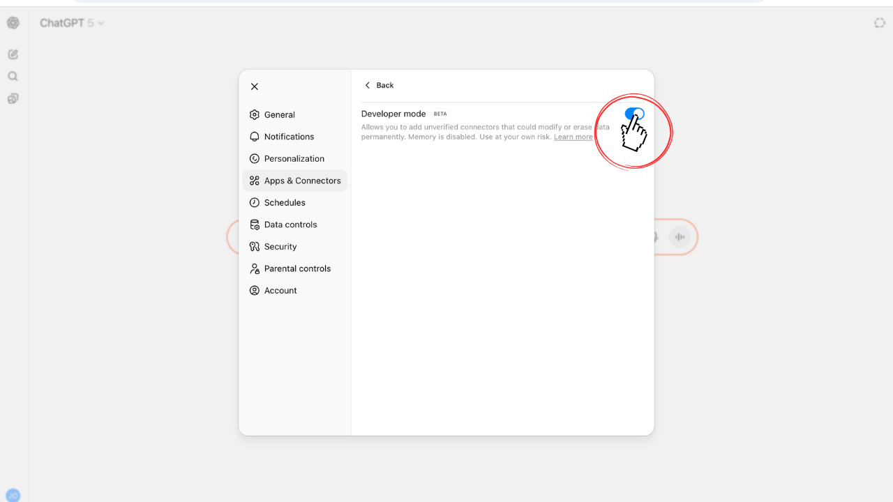 Enable Developer Mode in ChatGPT