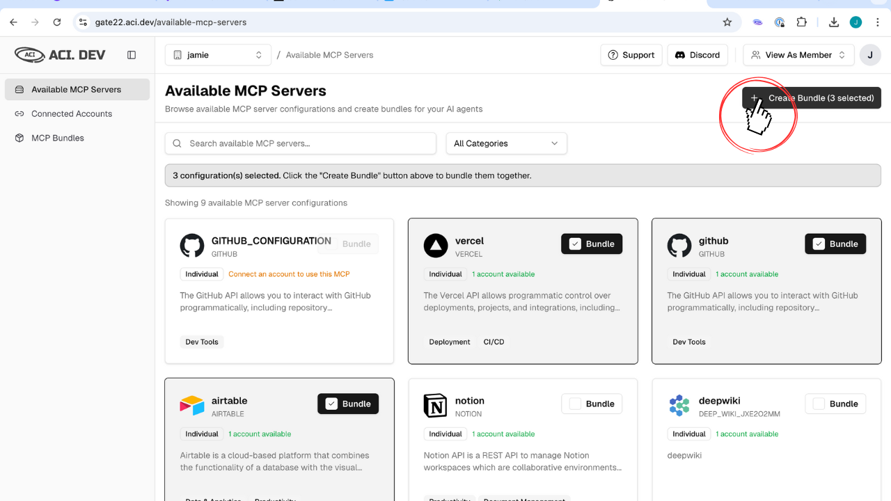 Available MCP Servers Member View