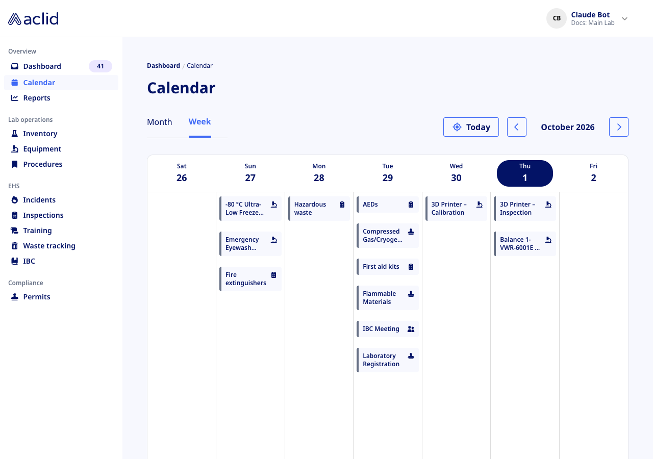 Calendar week view