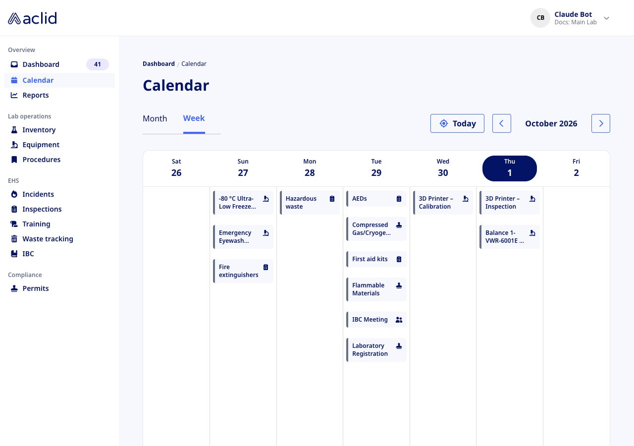 Calendar week view