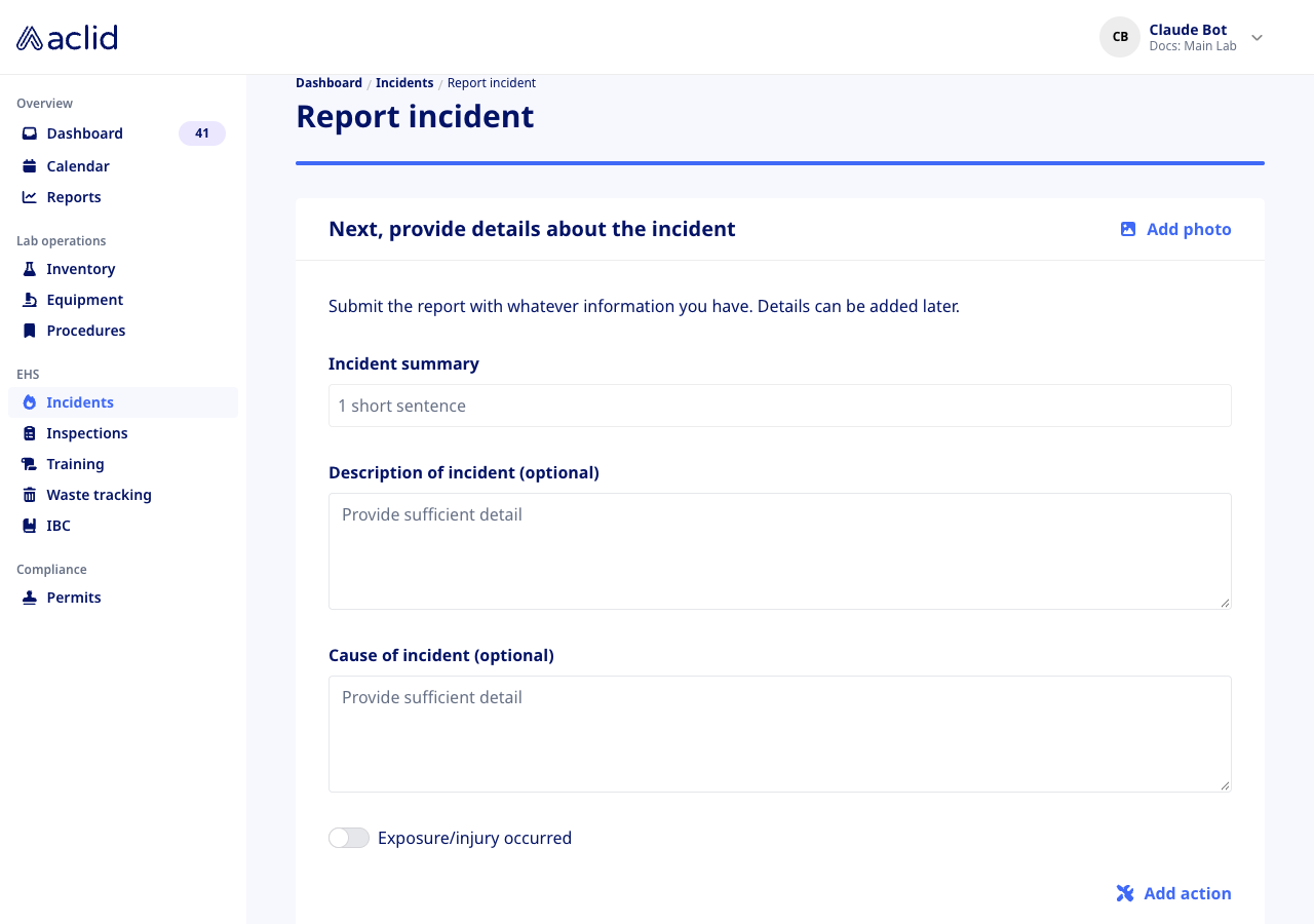 Report incident form, step 2