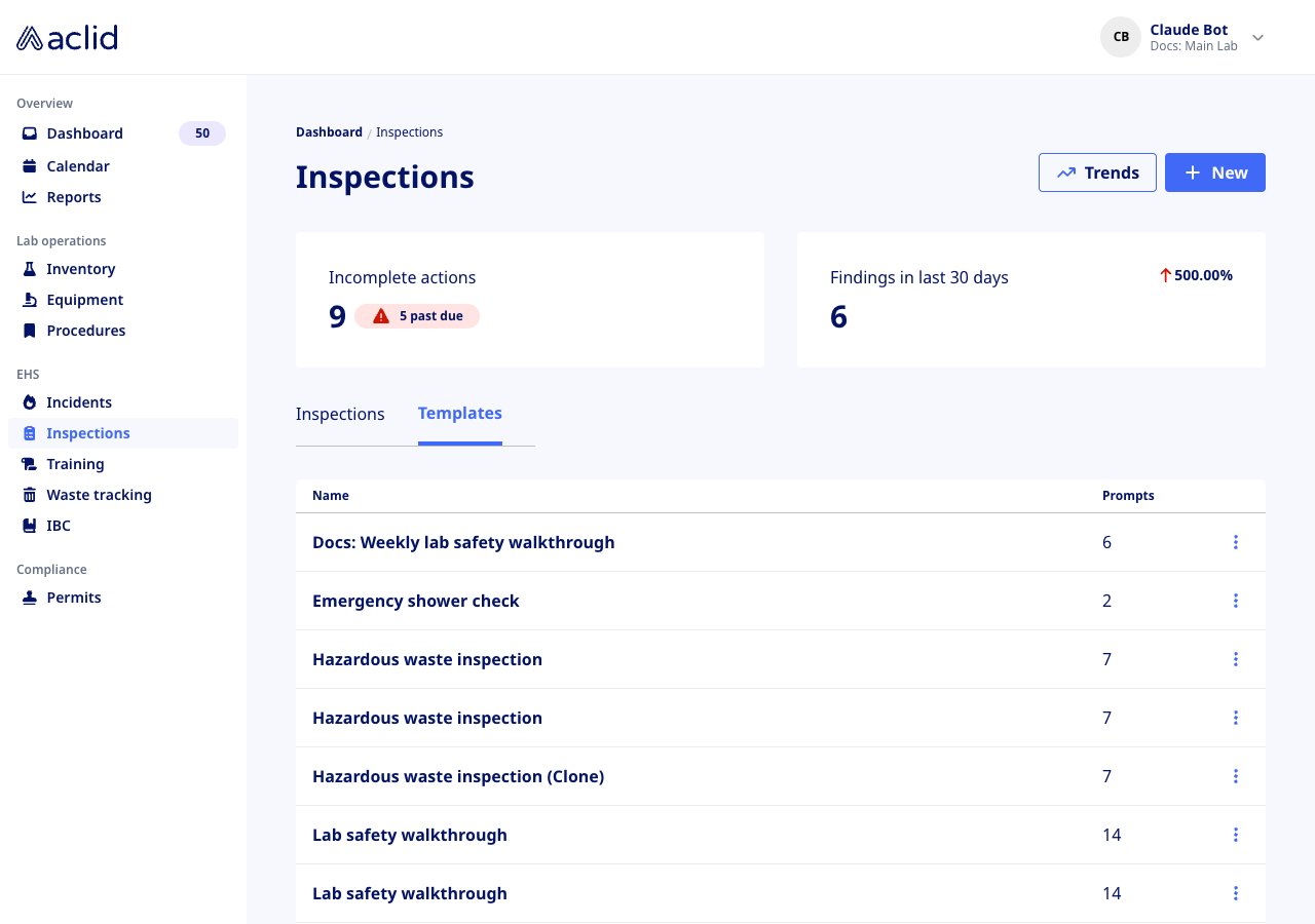 Templates tab listing templates with their number of prompts