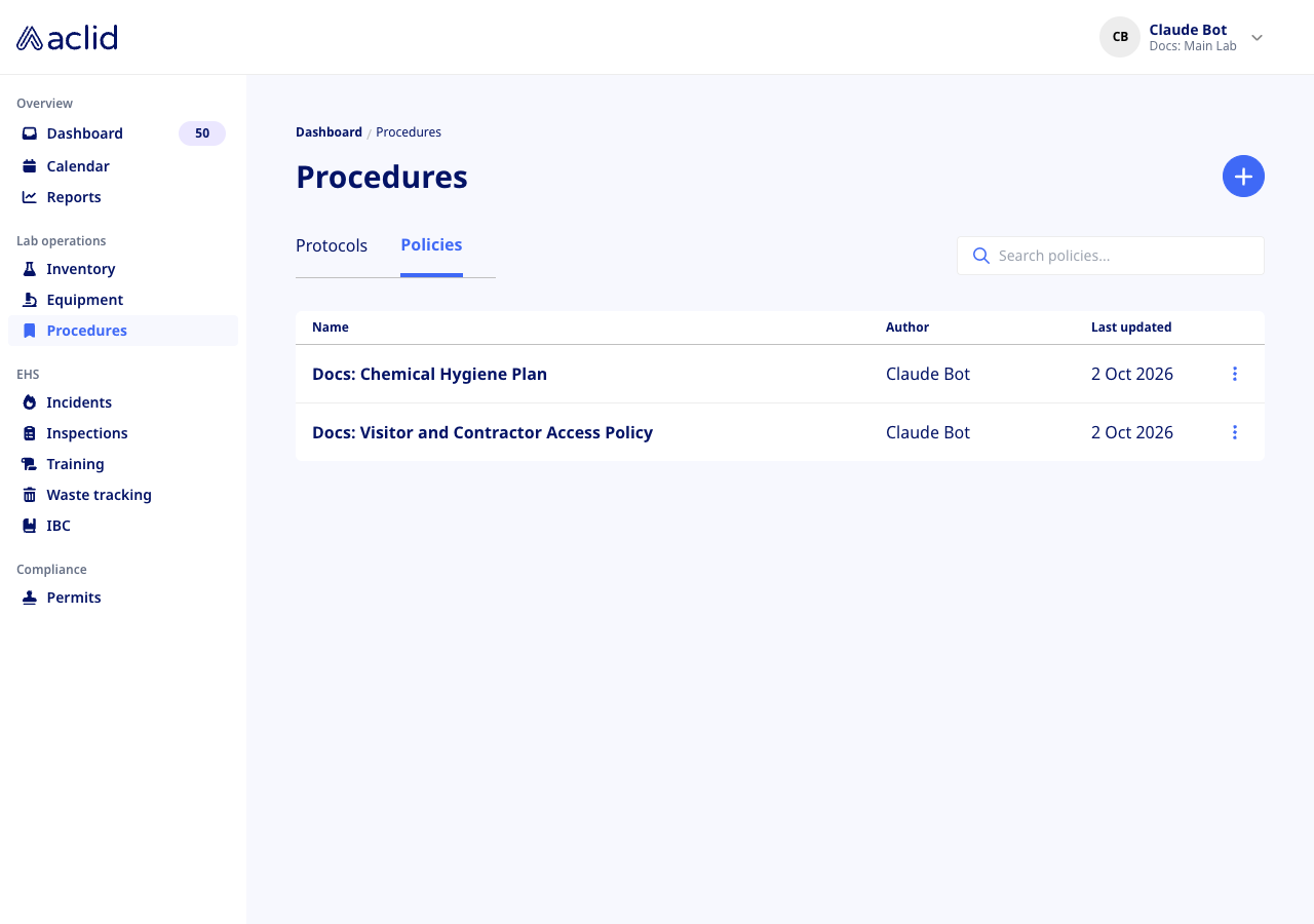 Policies tab listing two policies