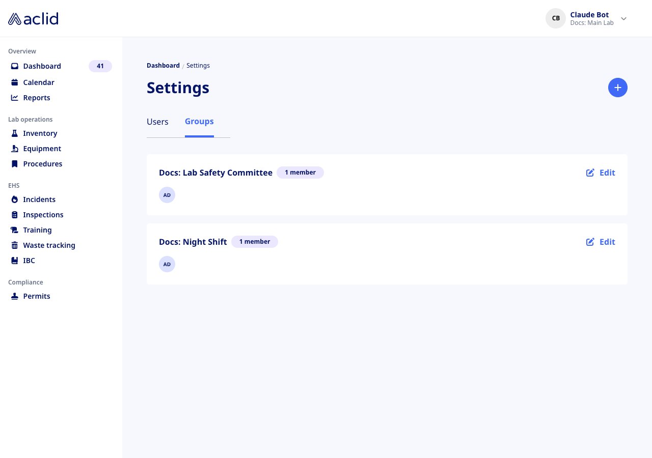Groups tab showing two group cards with member badges, avatars and Edit buttons