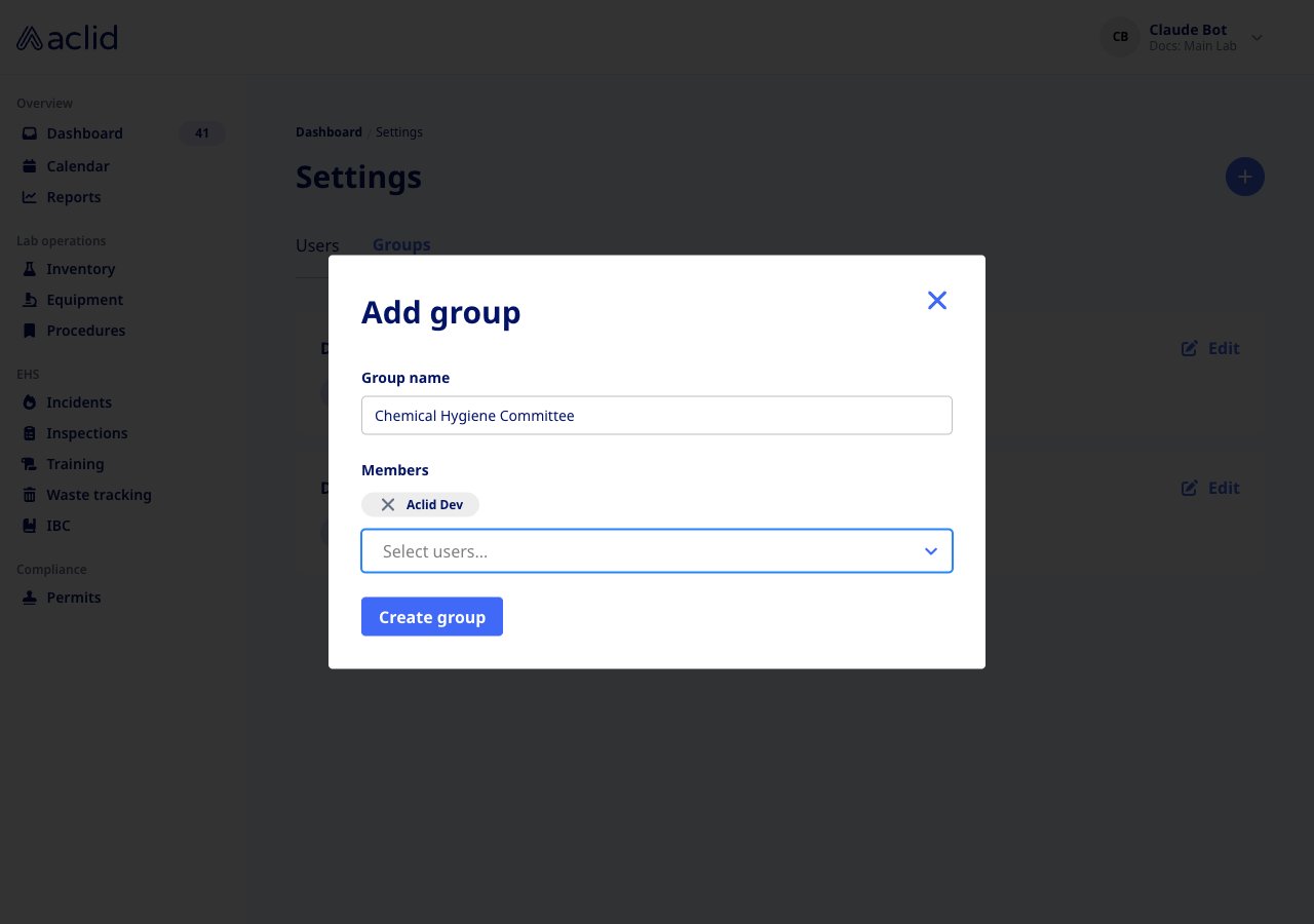 Add group dialog with a group name typed and one member badge