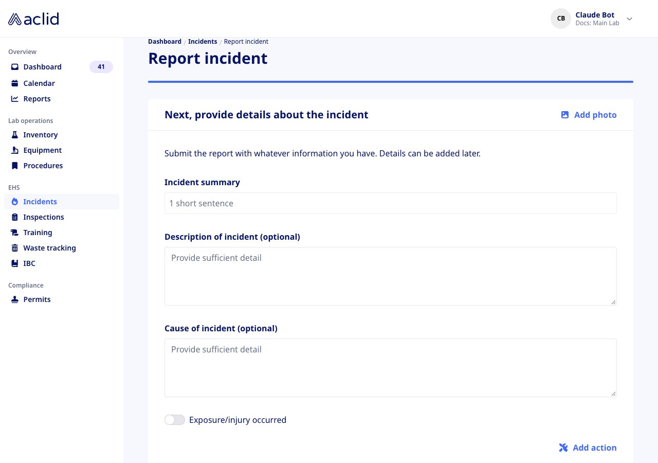 Report incident form, step 2