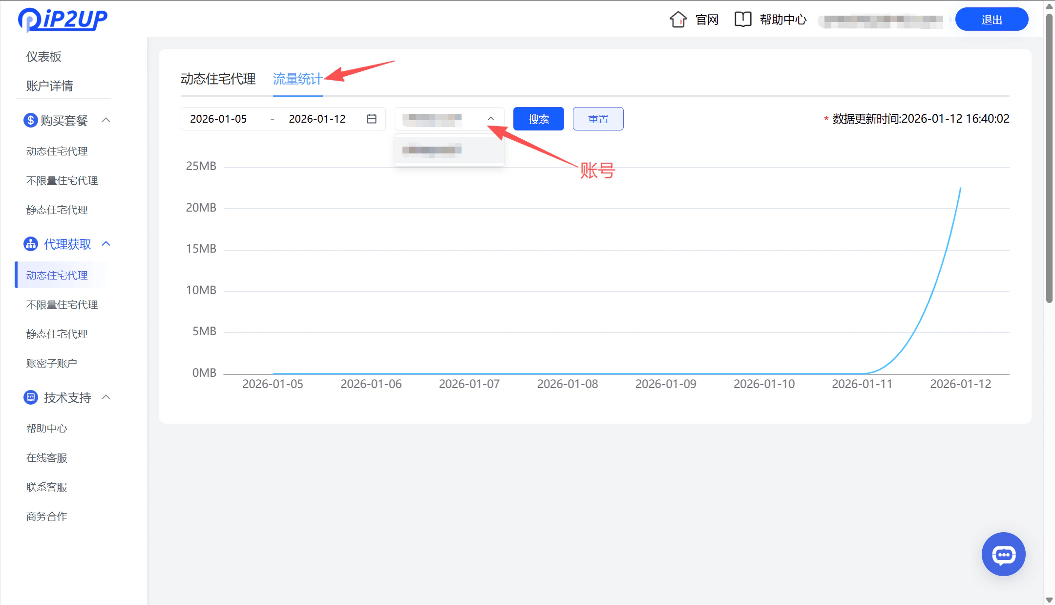 Ip2up Traffic Statistics Details Page