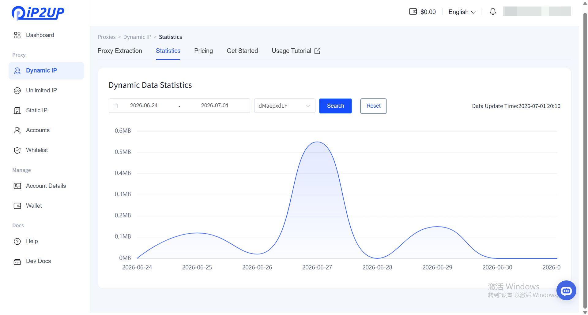 Ip2up Traffic Statistics Details Page