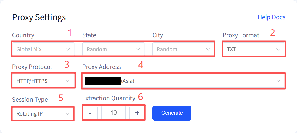 Proxy Parameter Configuration Interface