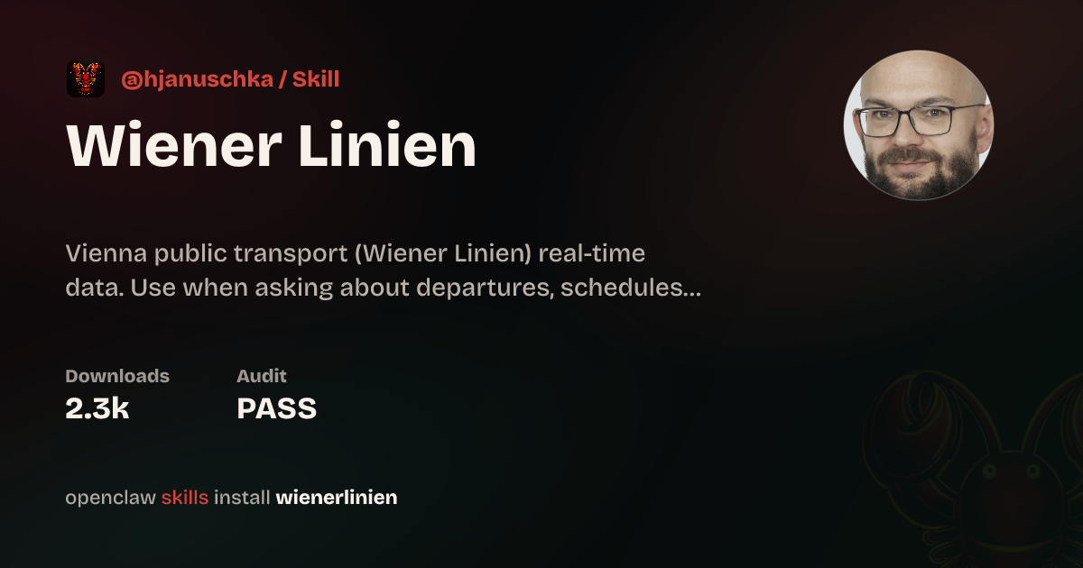 Wiener Linien skill on ClawHub