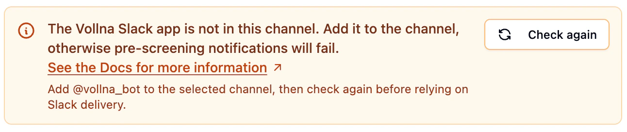 Auto-Bidding Slack warning showing that the app is not in the selected channel