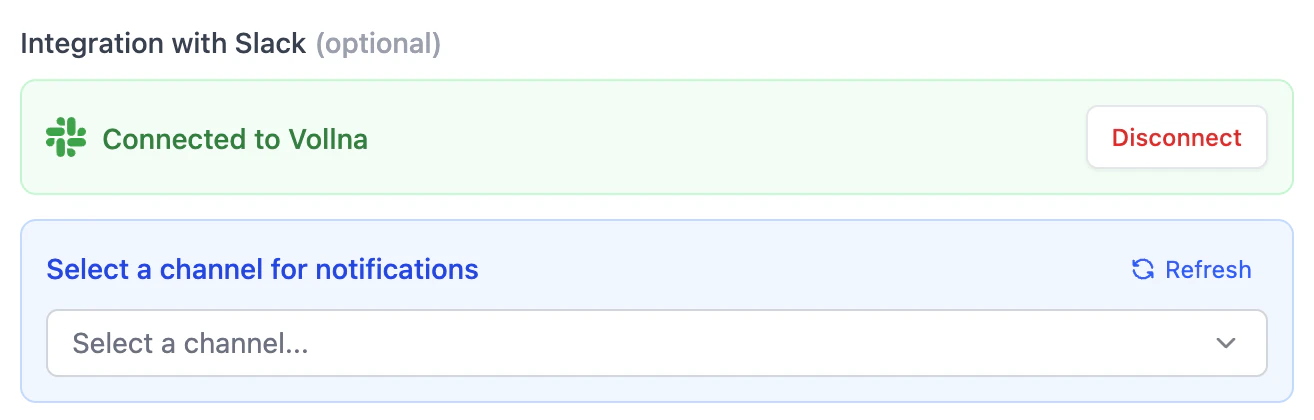 Auto-Bidding Slack settings showing the connected workspace and channel selector