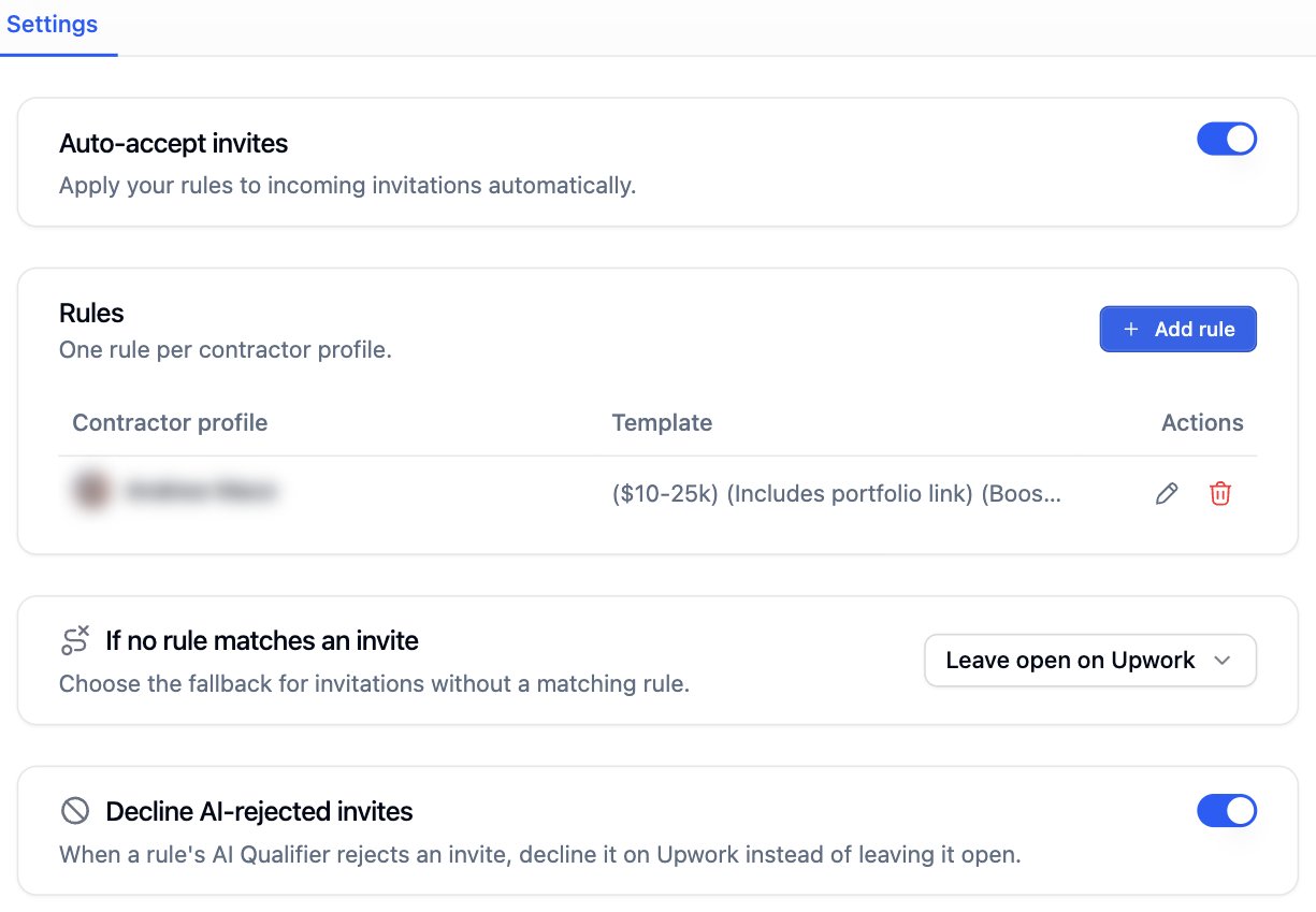 Rules table with one rule per contractor profile