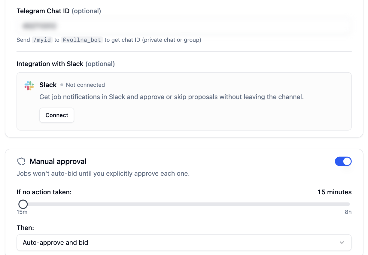 Notifications and Manual approval cards