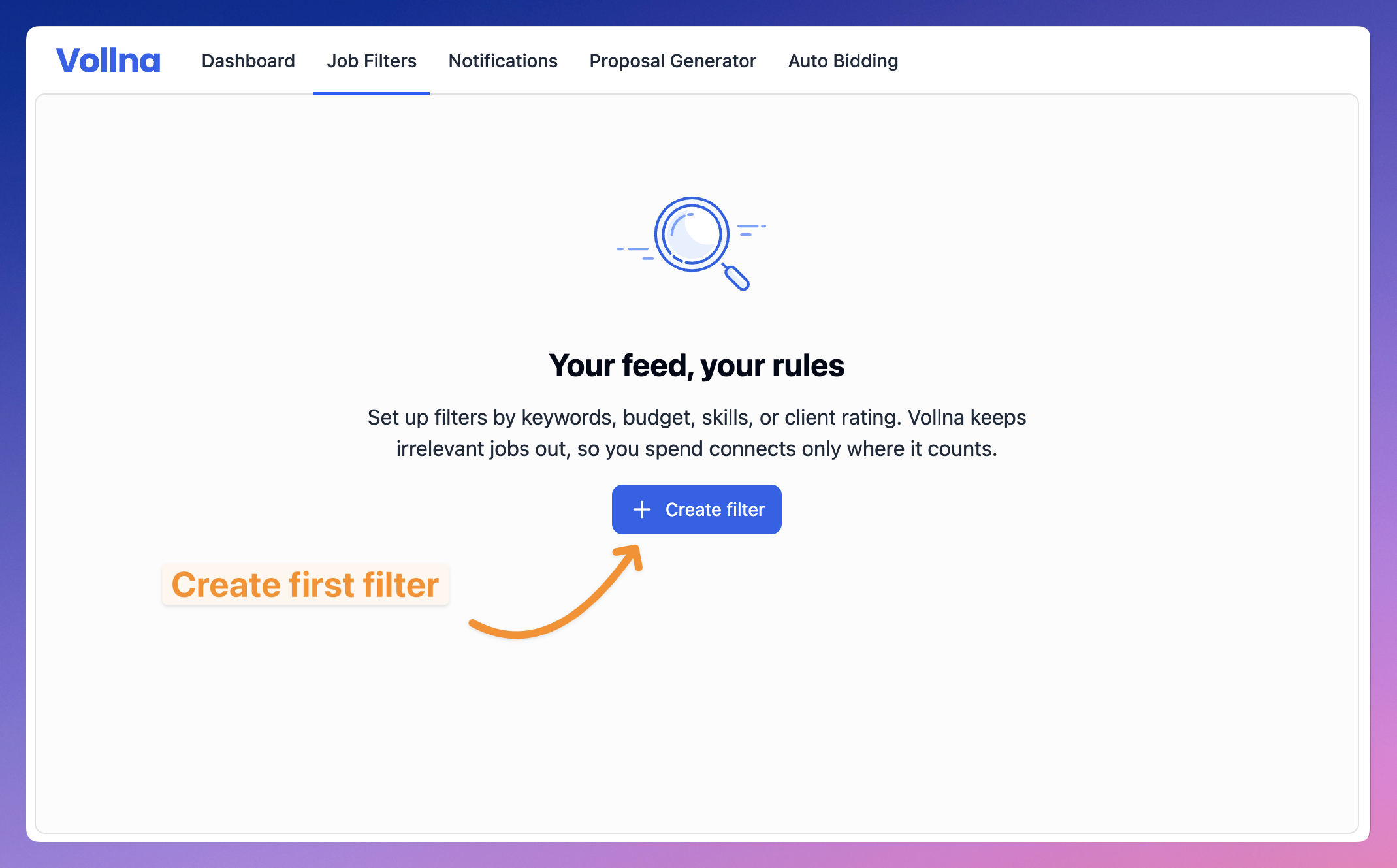 Add filter button on the Filters dashboard page