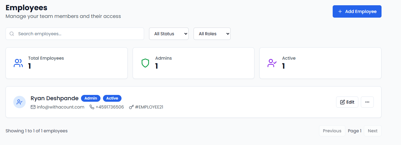 Employee Management Page