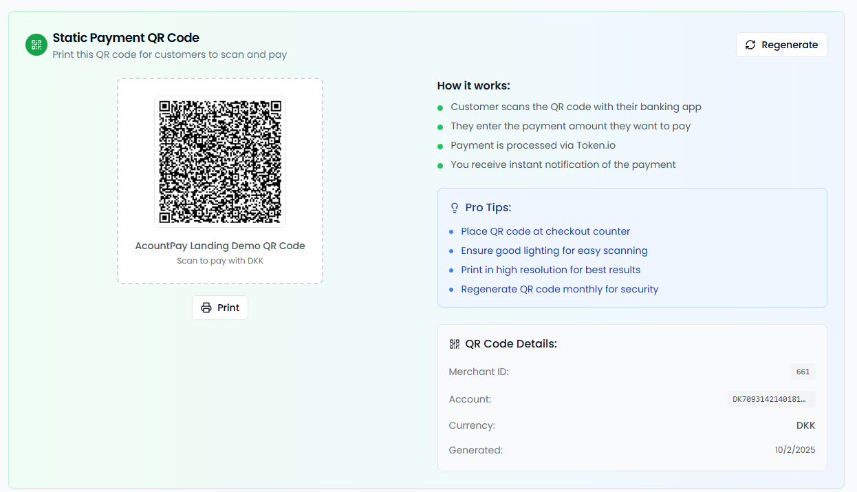 Static QR Code Payment Page