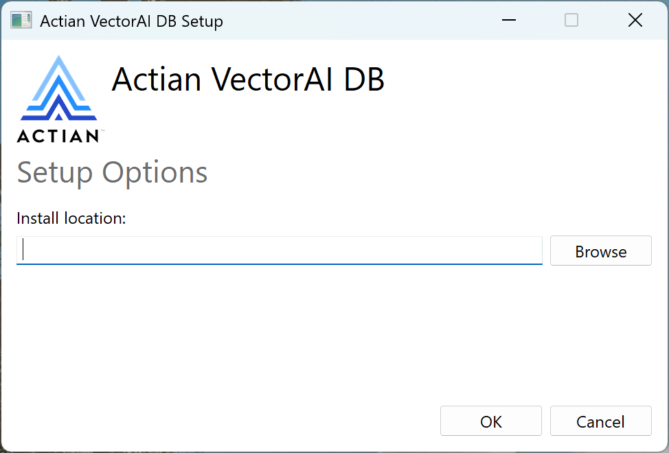 VectorAI DB installer location dialog