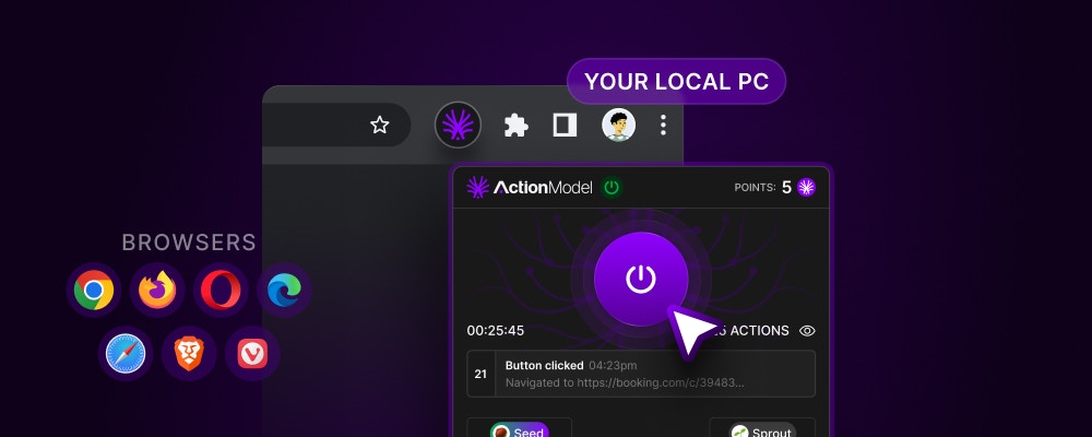 Action Model browser extension interface