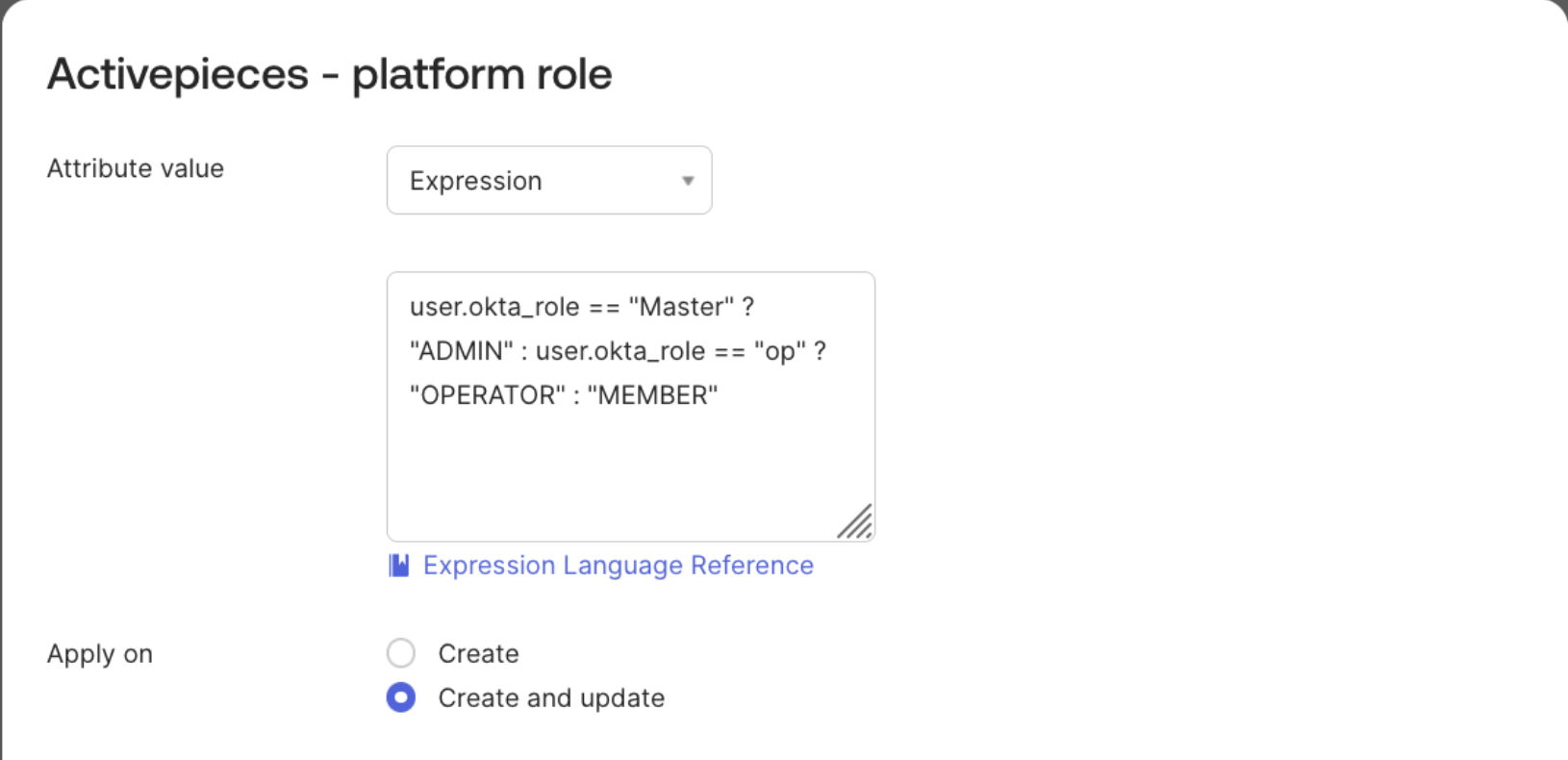 Okta role expression example