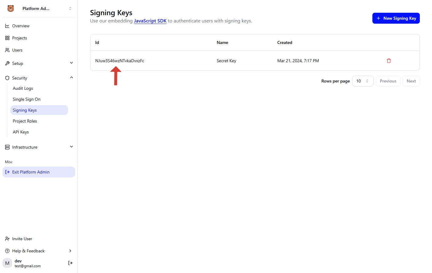 Signing Key ID