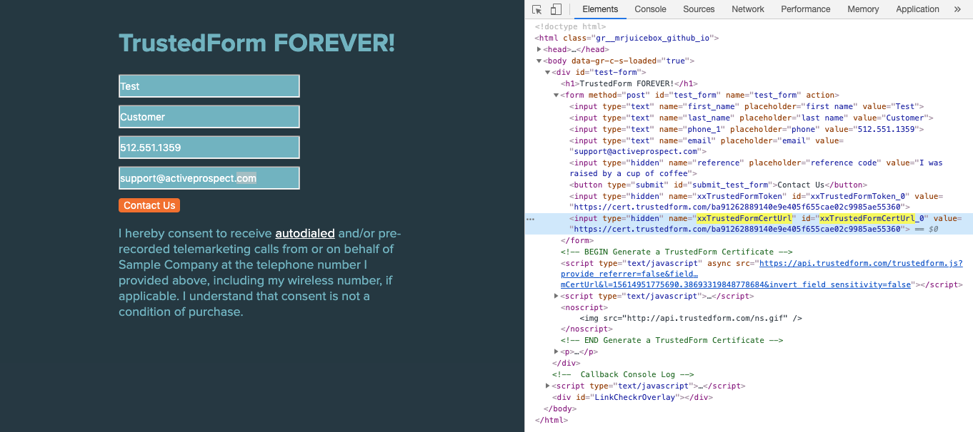 Implementing the TrustedForm Certify Web SDK - ActiveProspect Developer ...