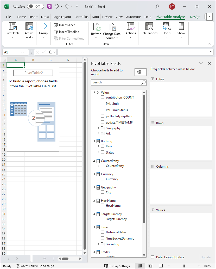 Excel with Empty Pivot Table